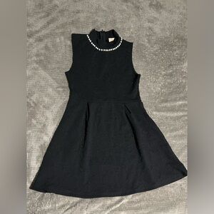 No sleeves Black Dress with Pearls, Short length dress, XS, Japanese brand